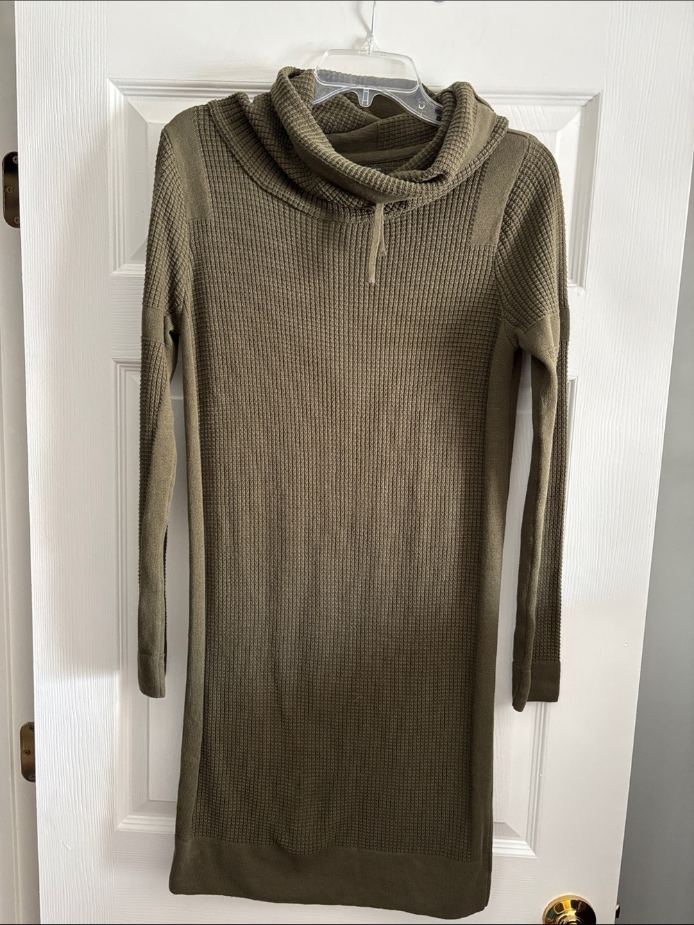New Prana Olive Cowl Neck Knit Sweater Dress